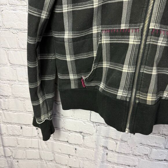 Vintage Billabong Roxy Style Striped Sherpa Lined Full Zip Hoodie Size Large - Picture 3 of 13